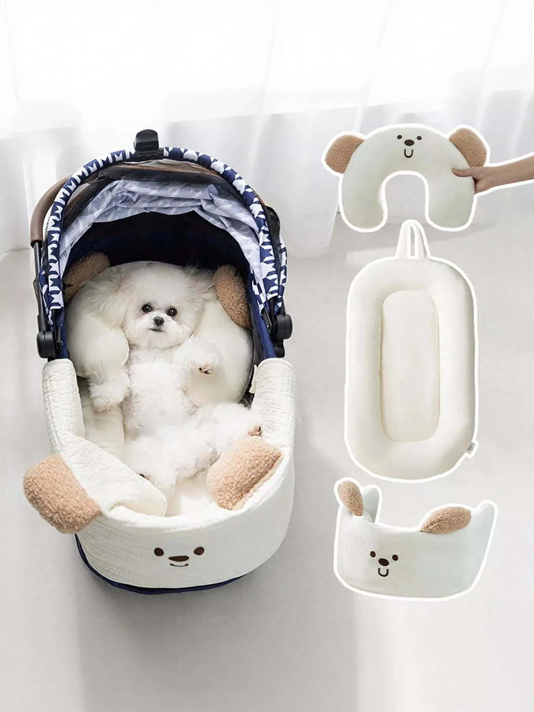 Soft cartoon pet mat with playful print for feeding and resting