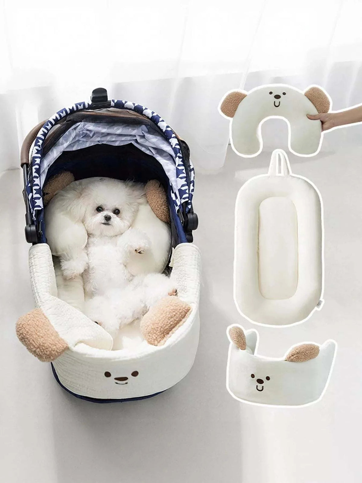 Soft cartoon pet mat with playful print for feeding and resting