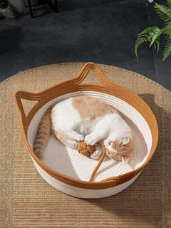 handwoven cat ear pet nest bed for cats