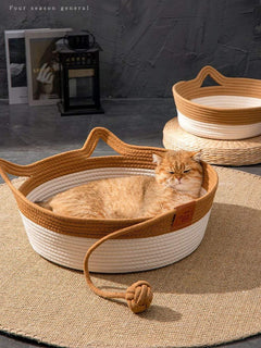 handwoven cat ear pet nest bed cozy and textured