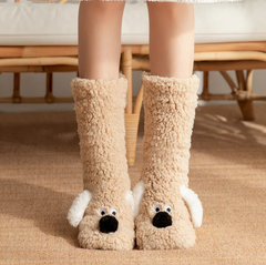 Plush Dog Socks for Women – Non-Slip Floor Socks