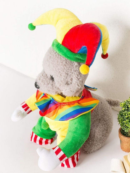 Colorful clown pet jumpsuit with matching hat playful costume Dog Clown Costume
