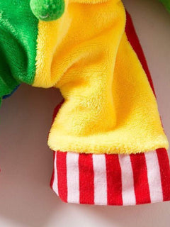 Colorful clown pet jumpsuit with matching hat playful costume