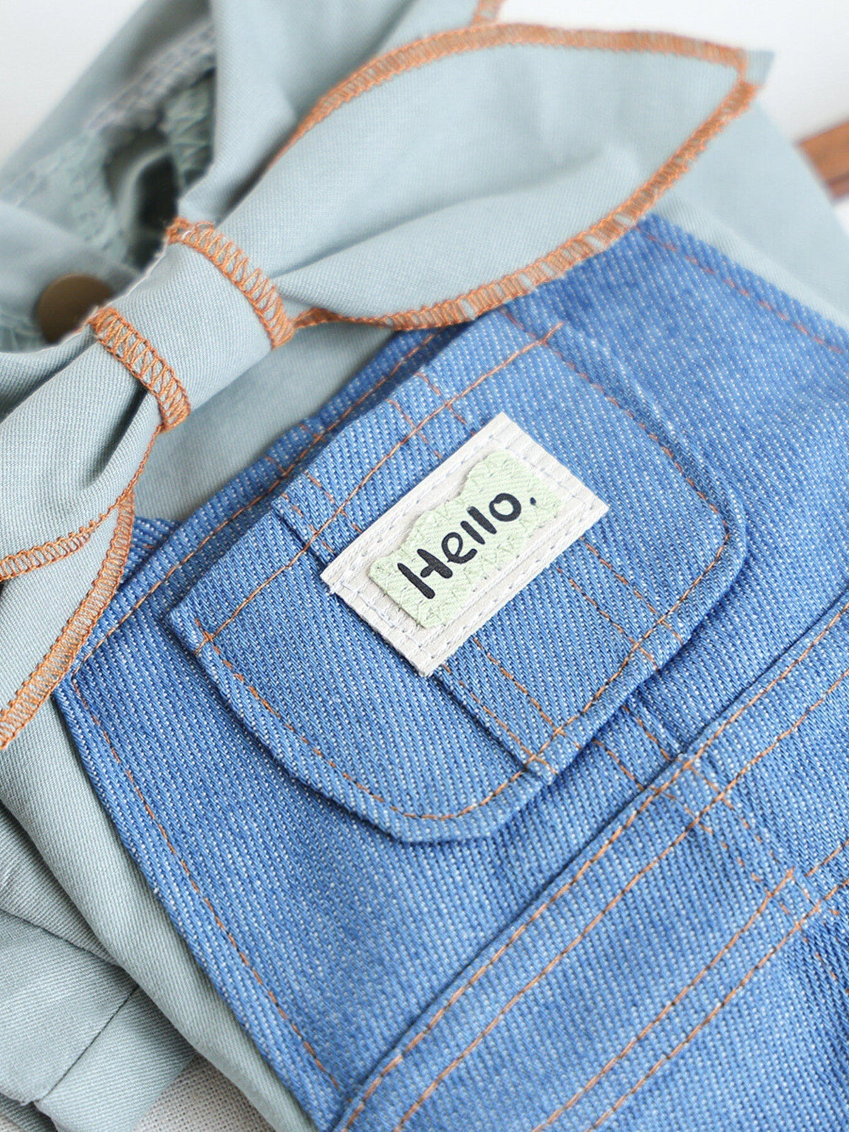 denim pet jumpsuit with bowknot casual style Denim dog outfit