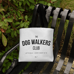 Custom printed dog walker club tote bag with double-sided design