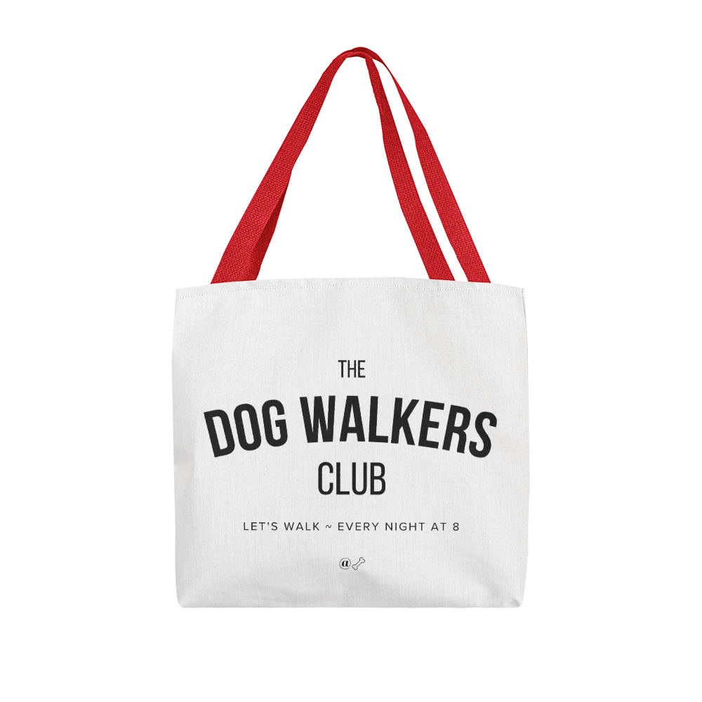 Double-sided custom printed dog walker club tote bag
