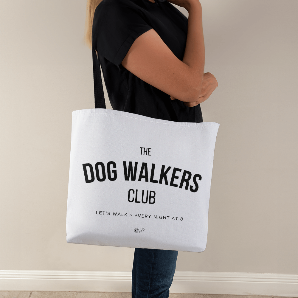Custom printed dog walker club tote bag with double-sided design