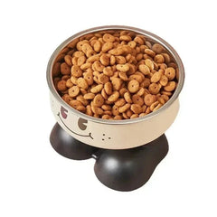 stainless steel elevated dog bowl with neck-protecting design