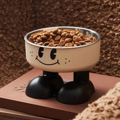 Stainless steel elevated dog bowl with neck-protecting design and non-slip base