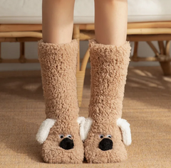 Plush Dog Socks for Women – Non-Slip Floor Socks