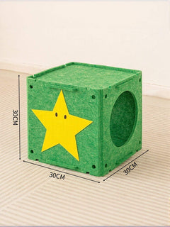 Modular interactive cube cat house with tunnels for multi-cat fun