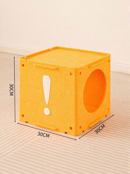 Interactive cube cat house and tunnel system for multi-cat play