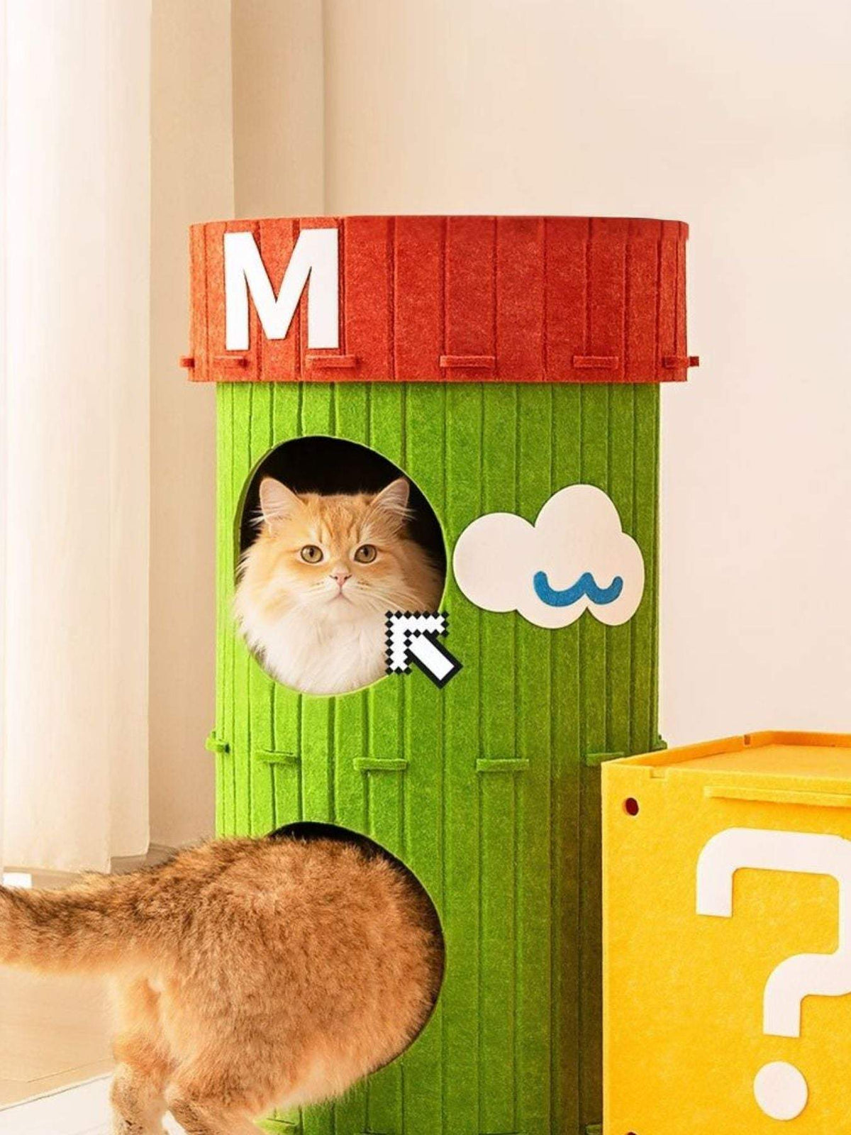 Interactive cube cat house with tunnels for multi-cat play