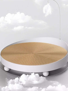 compact round interactive cat scratching board