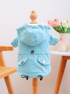 lightweight waterproof pet raincoat on dog during rainy walk