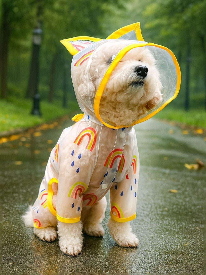 lightweight waterproof pet raincoat on dog