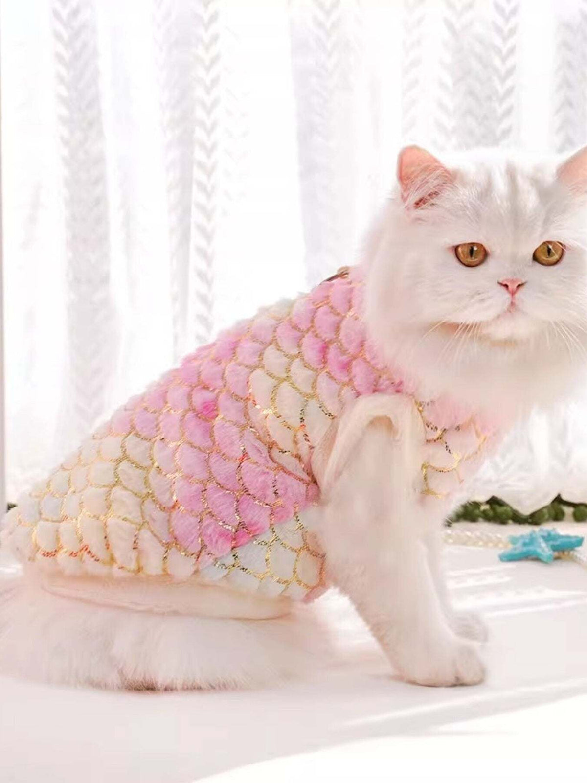 soft mermaid scale plush pet top cozy whimsical wear