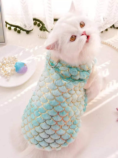 mermaid scale plush pet top cozy whimsical wear