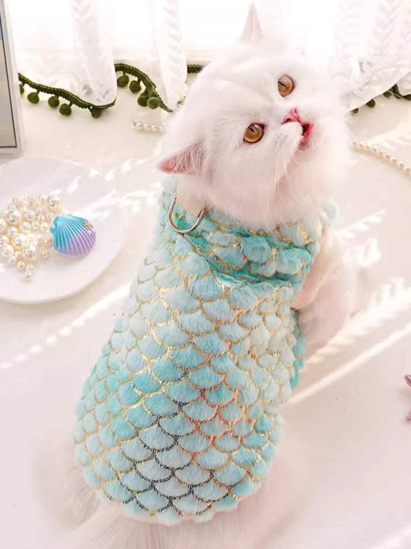 mermaid scale plush pet top cozy whimsical wear