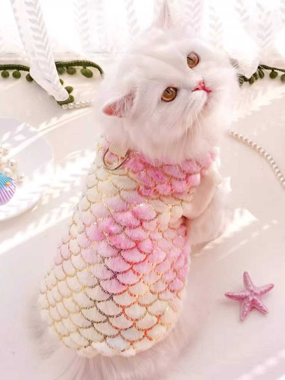 mermaid scale plush pet top cozy whimsical wear