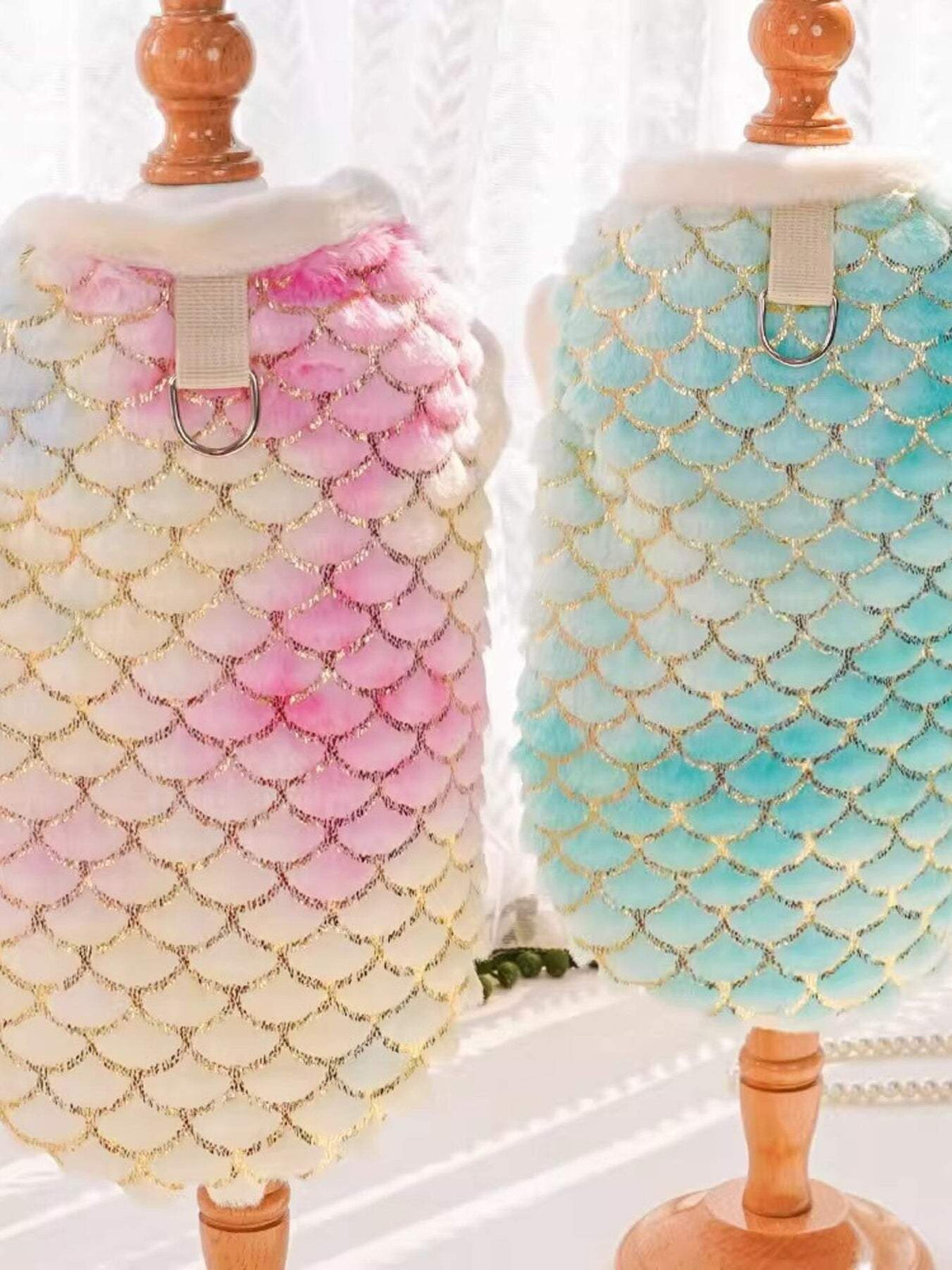 whimsical mermaid scale plush pet top cozy wear
