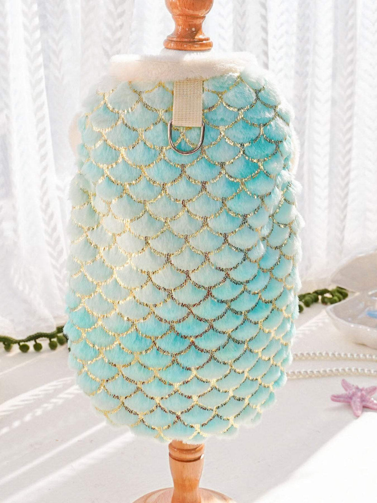 whimsical mermaid scale plush pet top cozy wear
