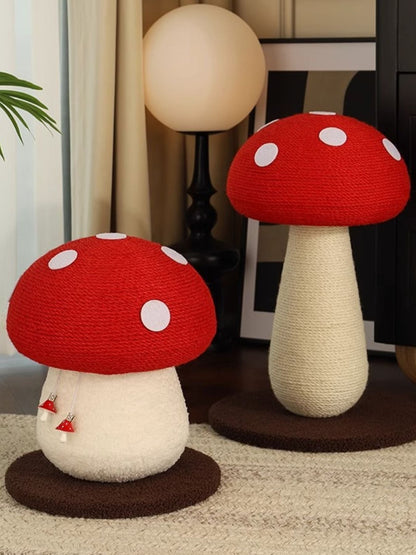 mushroom-shaped cat scratching post for small corners