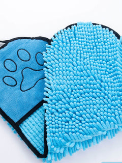 Super-absorbent paw print pet bath towel