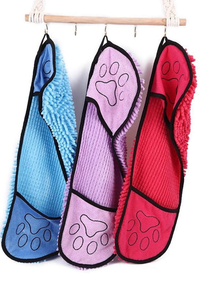 super-absorbent paw print pet bath towel
