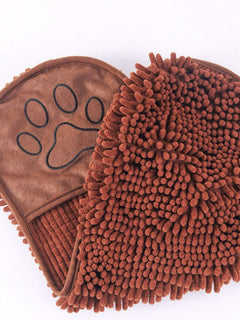 Super-absorbent paw print pet bath towel