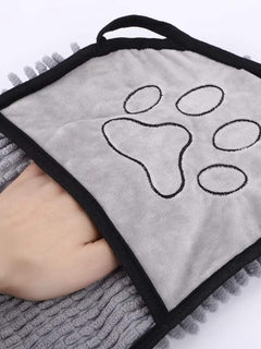 super-absorbent paw print pet towel for bath time