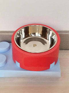 Red airtight pet food storage container with scoop for dog and cat food