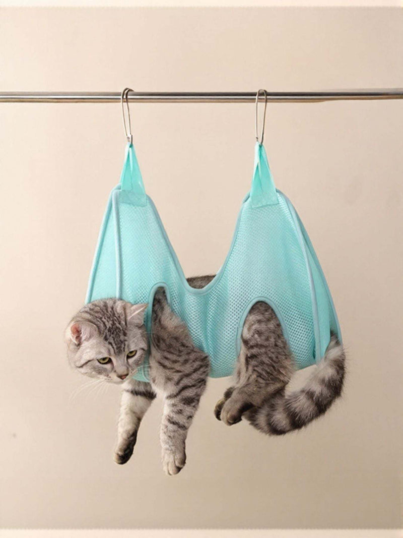 Breathable pet shower hammock for calm secure bathing