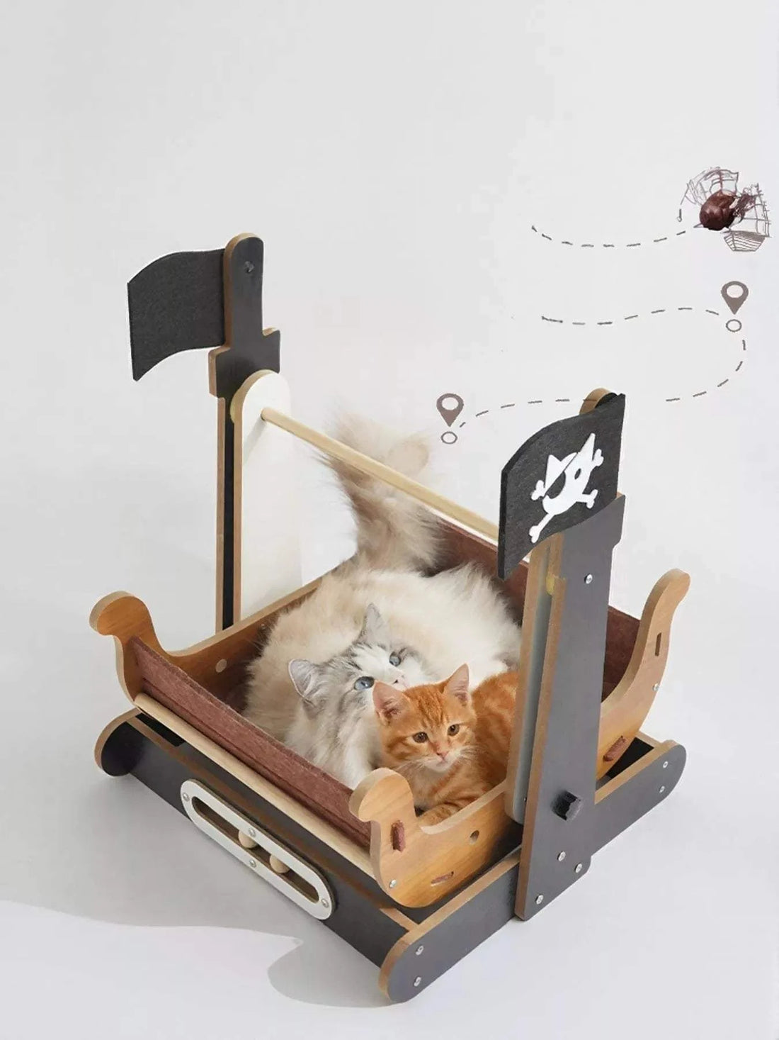 pirate ship shaped cat house hideaway