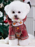 Plaid button-down pet coat with hood for small to large dogs