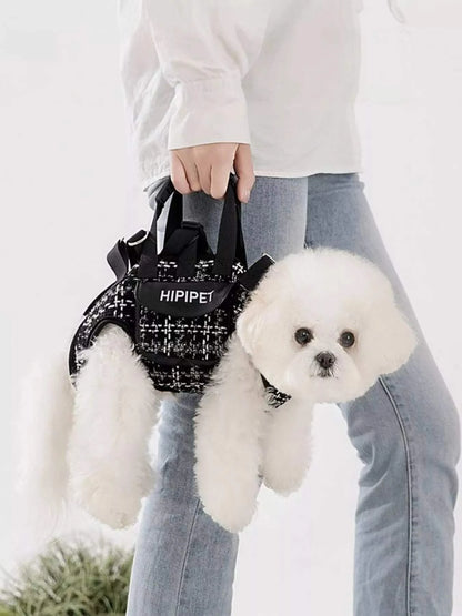Plaid pet harness and leash set for comfortable walks