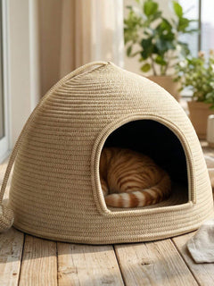 breathable woven rope dome pet nest for indoor pets