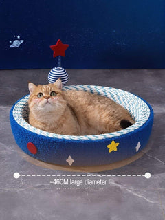 round cat scratching post with cozy nest bed combo