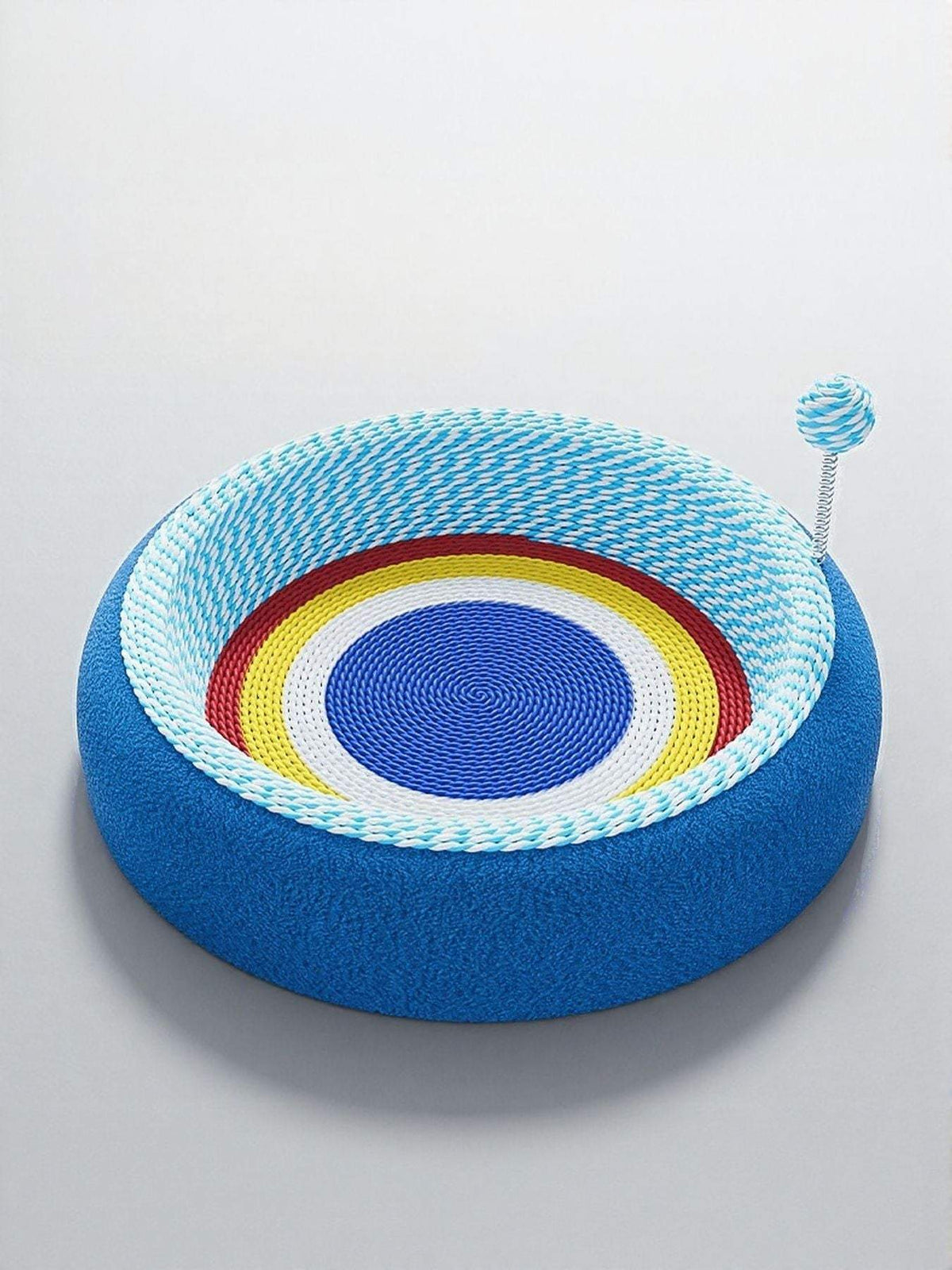 round cat scratching post with cozy nest bed