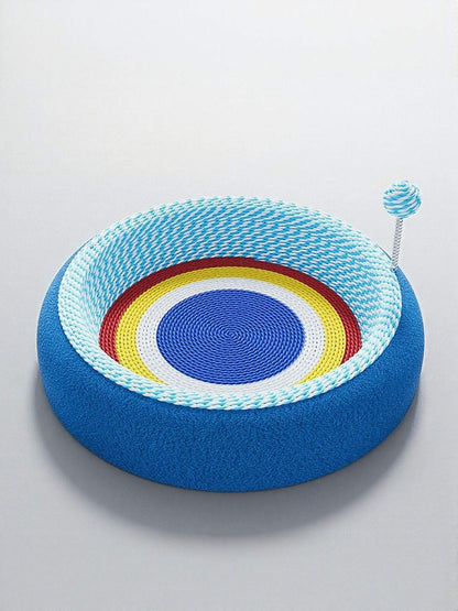 round cat scratching post with cozy nest bed