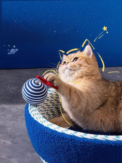 Round cat scratching post with cozy nest bed