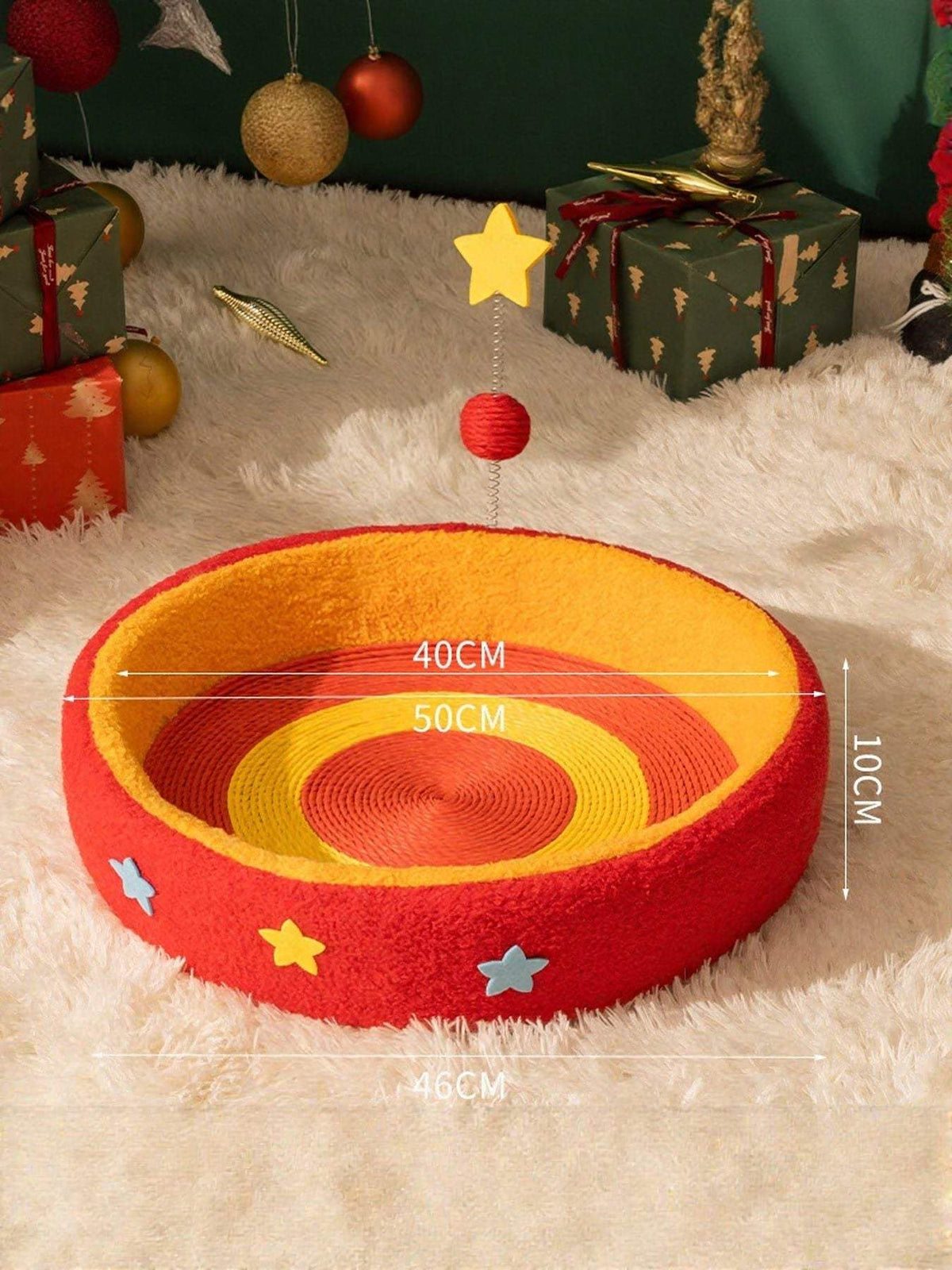 round cat scratching post with cozy nest bed