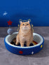 round cat scratching post with cozy nest bed
