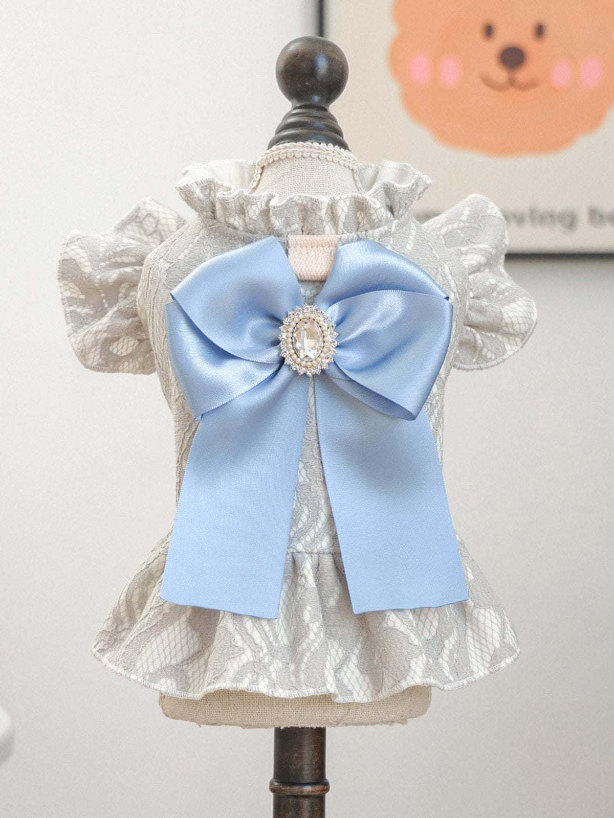Ruffled pet dress with bow for special occasions