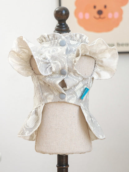 Ruffled pet dress with bow for special occasions