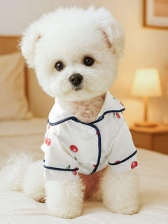 smooth satin pet pajamas with contrast piping