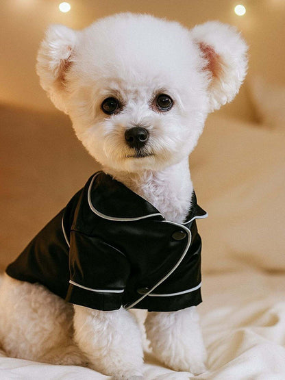 soft stylish satin pet pajamas with contrast piping