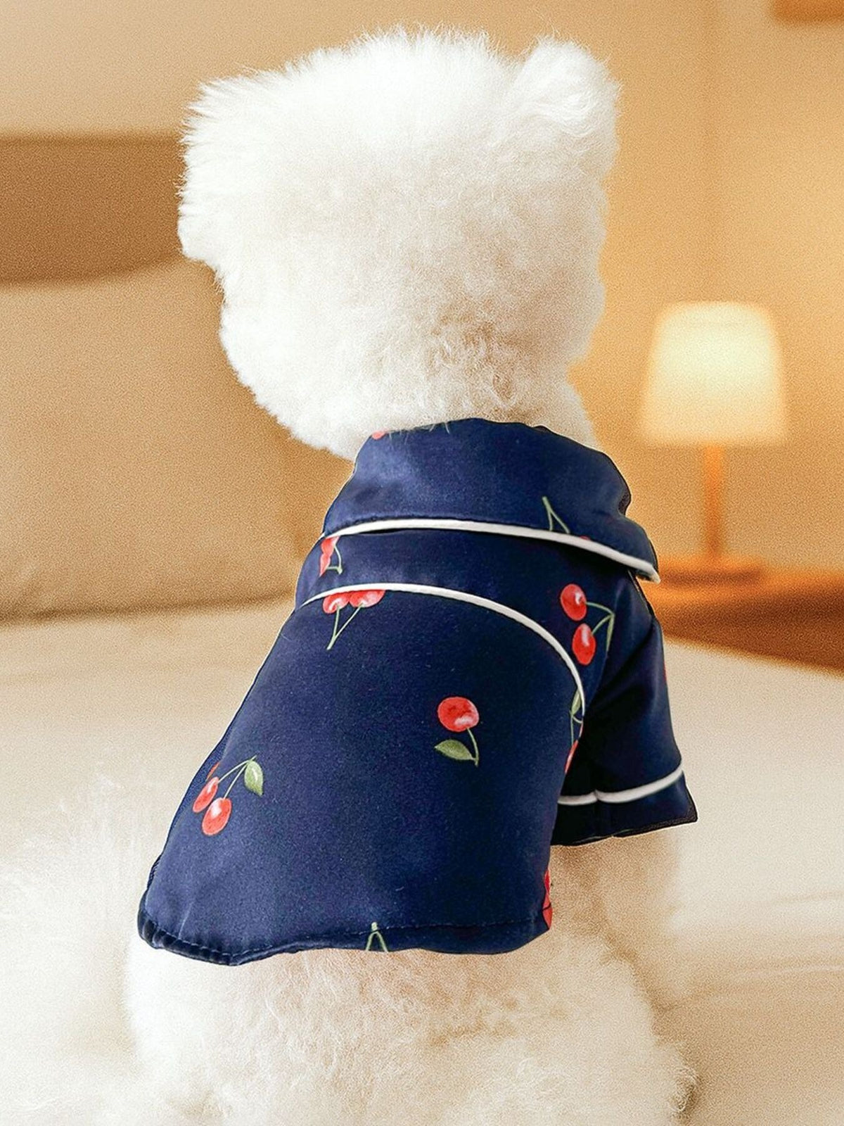 Soft satin pet pajamas with contrast piping for comfortable sleepwear