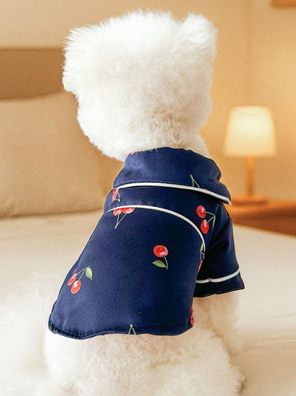 Soft satin pet pajamas with contrast piping for comfortable sleepwear