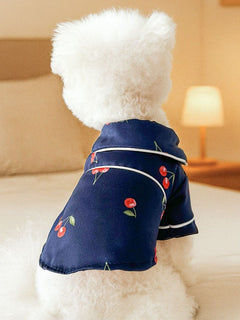 Soft satin pet pajamas with contrast piping for comfortable sleepwear